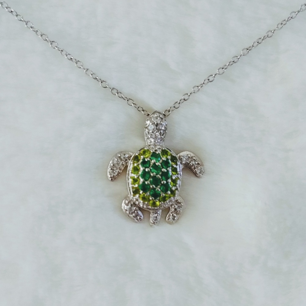 Sterling Silver Turtle Necklace - image 1
